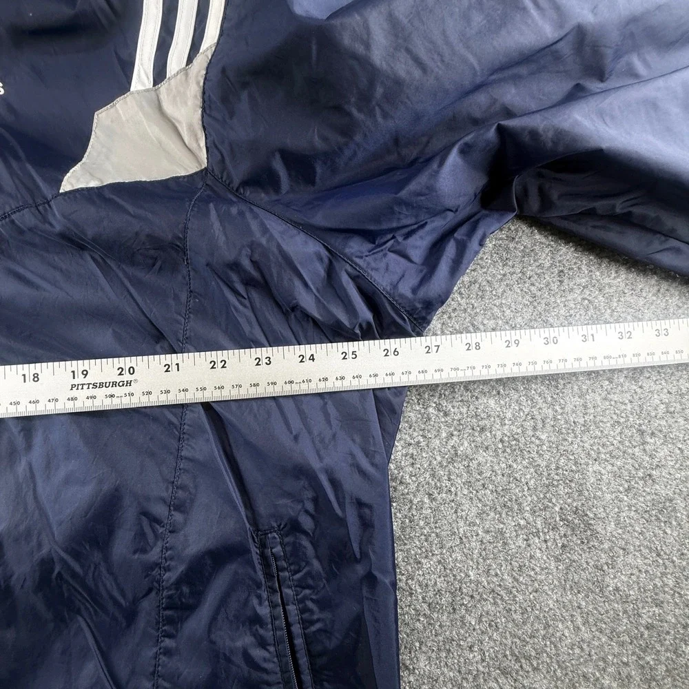 Adidas Vintage Windbreaker Jacket Navy Blue 3 Stripe Full Zip Mens XL